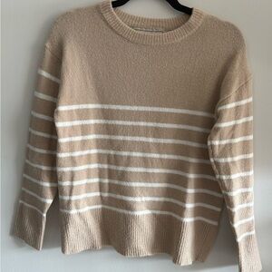 Striped Tan and White Women's Sweater
